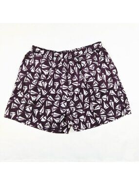 Womens XL Nautical Nylon Swim Shorts Built-In Mesh Brief Board Shorts Pockets